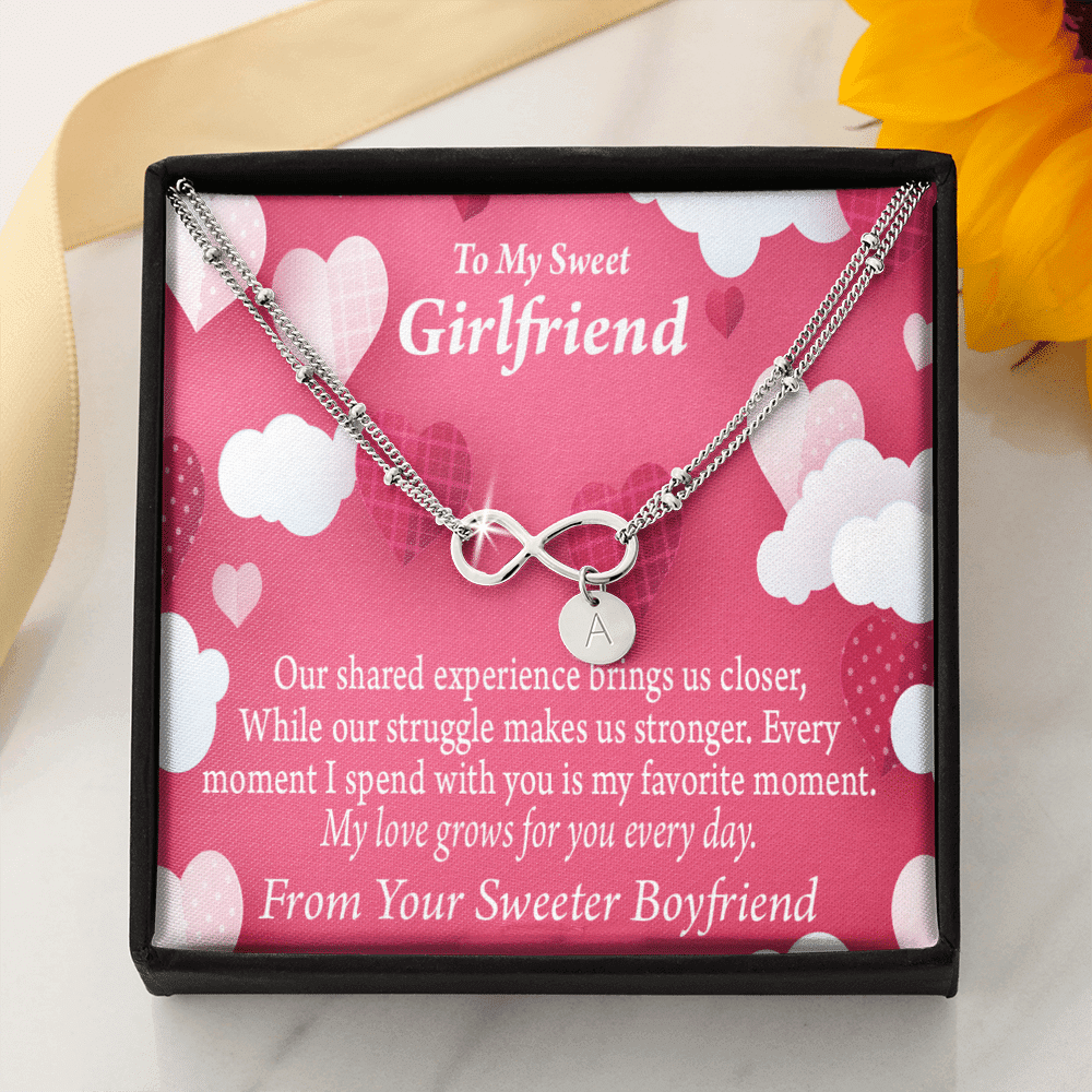 Every Moment Spent With You Girlfriend Card Infinity Bracelet With Initial Charms - Infinity Bracelet