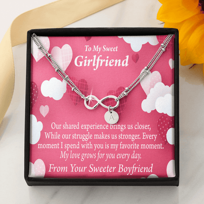 Every Moment Spent With You Girlfriend Card Infinity Bracelet With Initial Charms - Infinity Bracelet