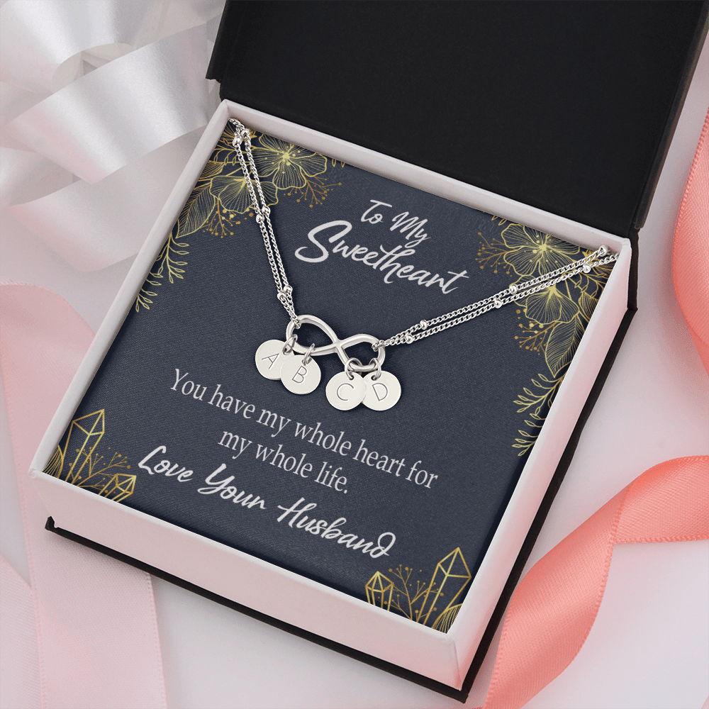 To My Wife My Heart Is Yours Infinity Bracelet With Initial Charms - Infinity Bracelet