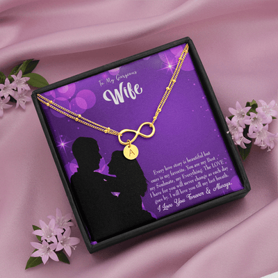 To My Wife Favorite Story Infinity Bracelet With Initial Charms - Infinity Bracelet
