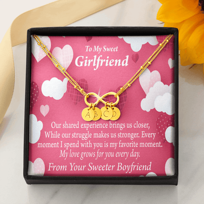 Every Moment Spent With You Girlfriend Card Infinity Bracelet With Initial Charms - Infinity Bracelet
