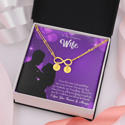 To My Wife Favorite Story Infinity Bracelet With Initial Charms - Infinity Bracelet