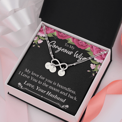 To My Wife My Love For You Is Boundless Infinity Bracelet With Initial Charms - Infinity Bracelet