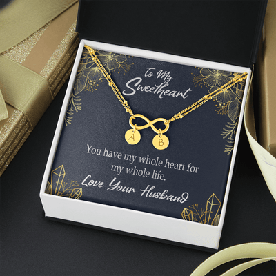 To My Wife My Heart Is Yours Infinity Bracelet With Initial Charms - Infinity Bracelet