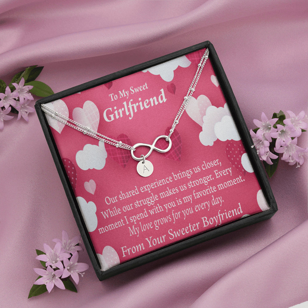 Every Moment Spent With You Girlfriend Card Infinity Bracelet With Initial Charms - Infinity Bracelet