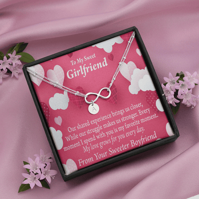 Every Moment Spent With You Girlfriend Card Infinity Bracelet With Initial Charms - Infinity Bracelet