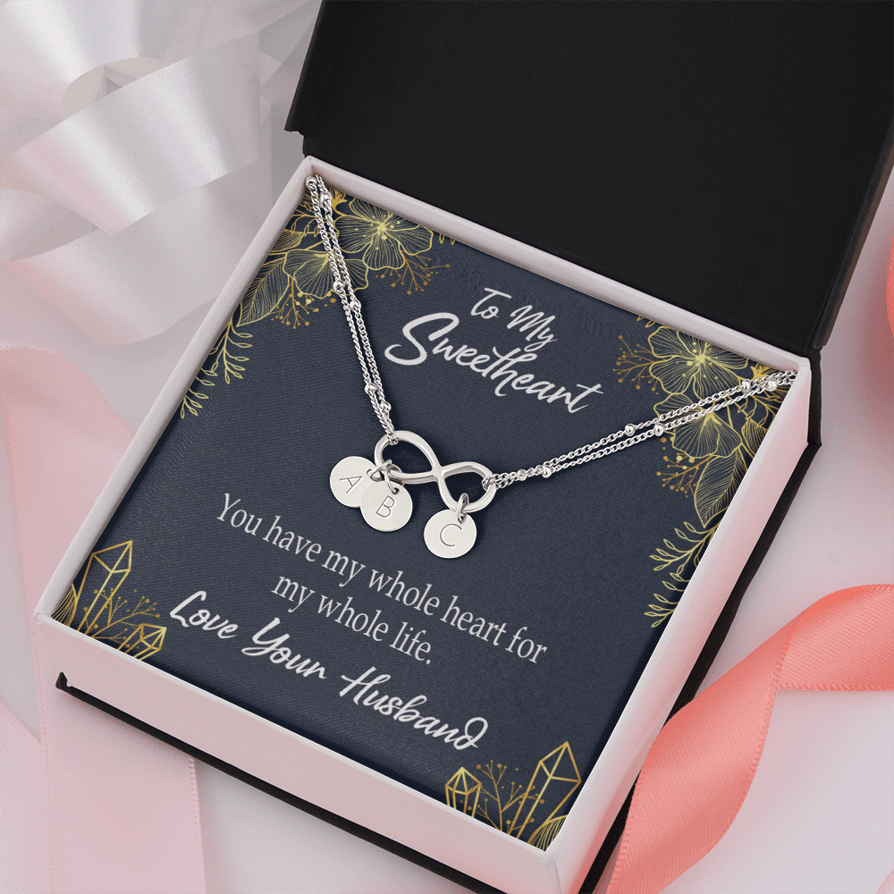 To My Wife My Heart Is Yours Infinity Bracelet With Initial Charms - Infinity Bracelet