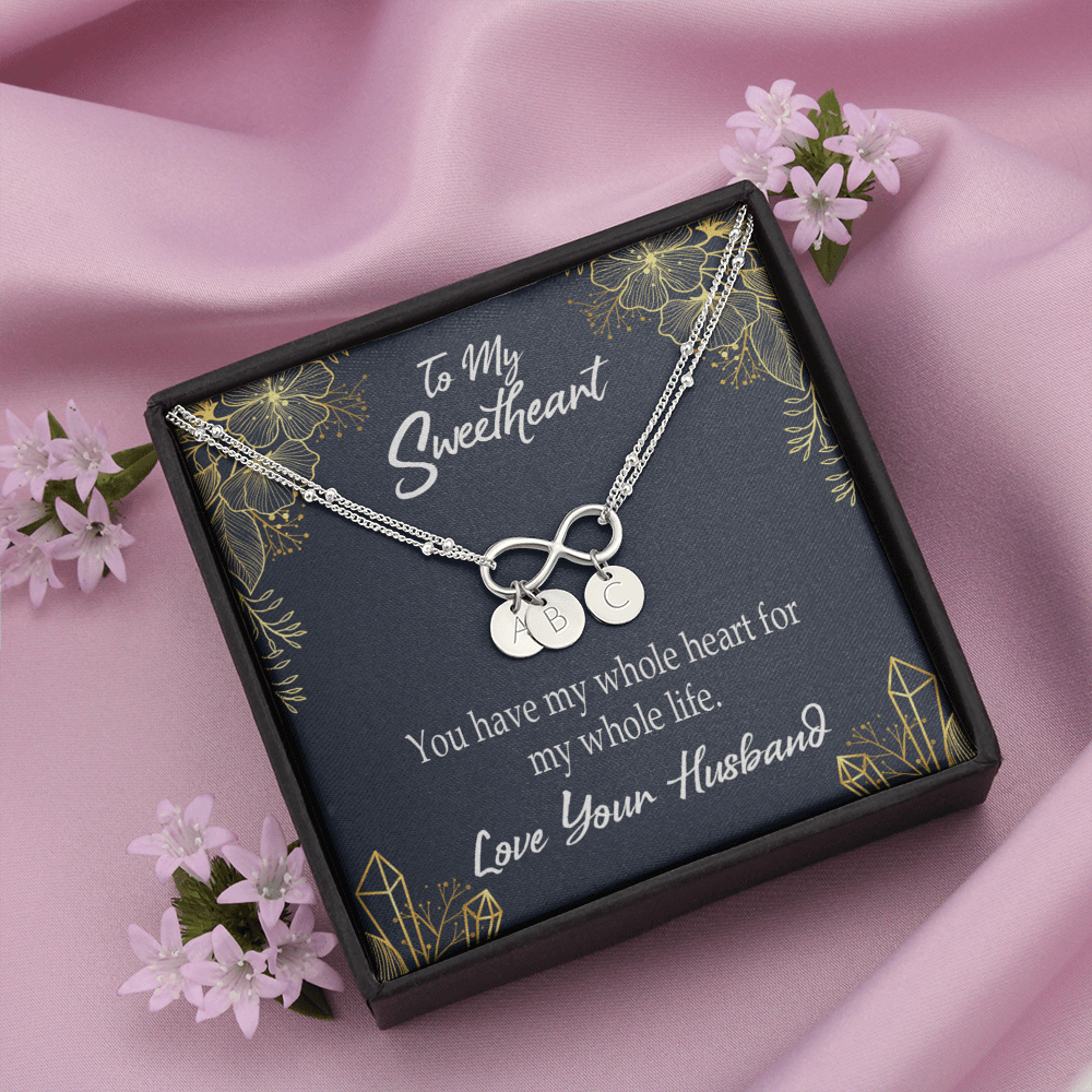 To My Wife My Heart Is Yours Infinity Bracelet With Initial Charms - Infinity Bracelet