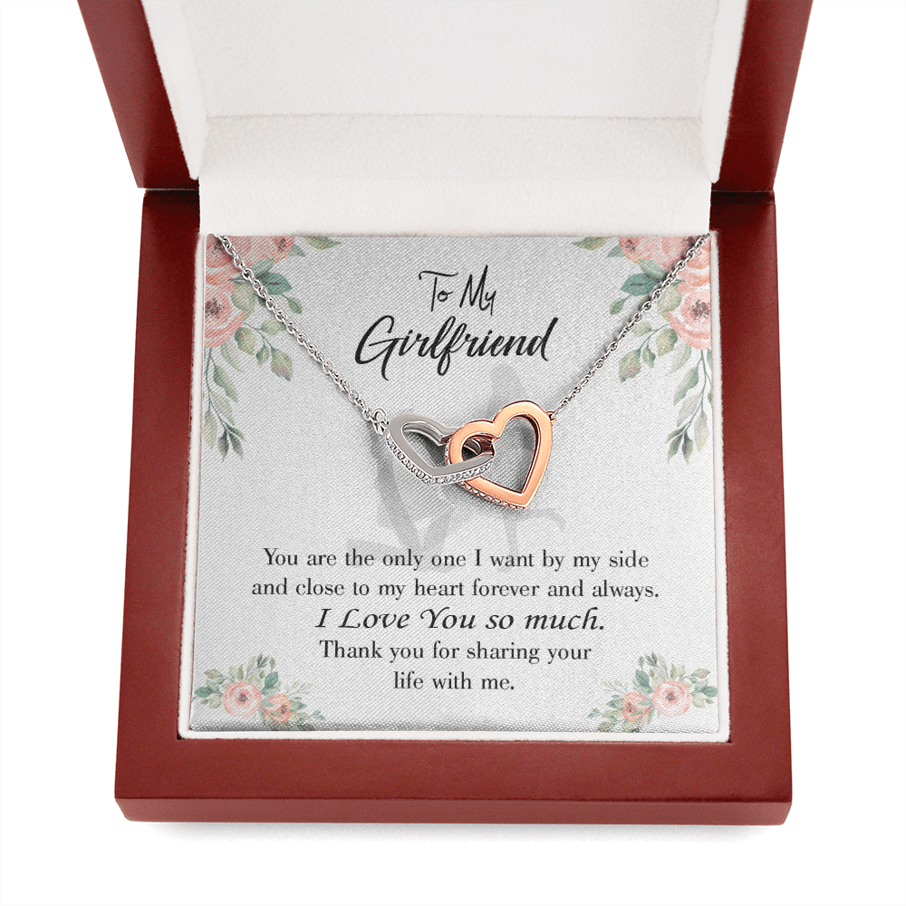 Girlfriend Necklace Message Card By My Side Inseparable Love Pendant Surgical Steel Girlfriend Birthday Card Romantic - Interlocking Hearts Necklace