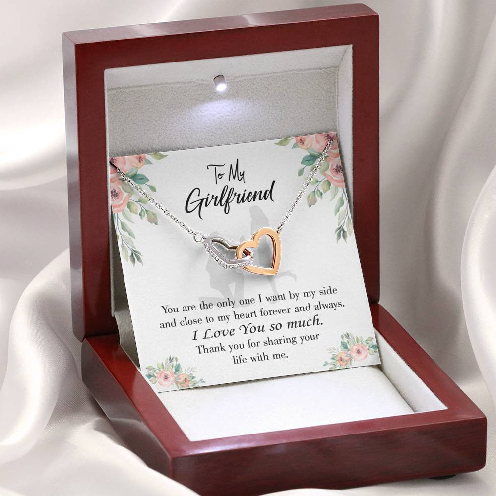Girlfriend Necklace Message Card By My Side Inseparable Love Pendant Surgical Steel Girlfriend Birthday Card Romantic - Interlocking Hearts Necklace