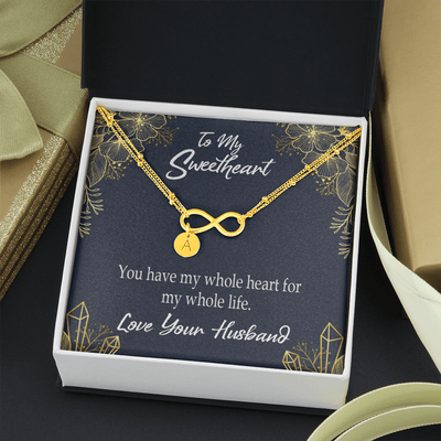 To My Wife My Heart Is Yours Infinity Bracelet With Initial Charms - Infinity Bracelet