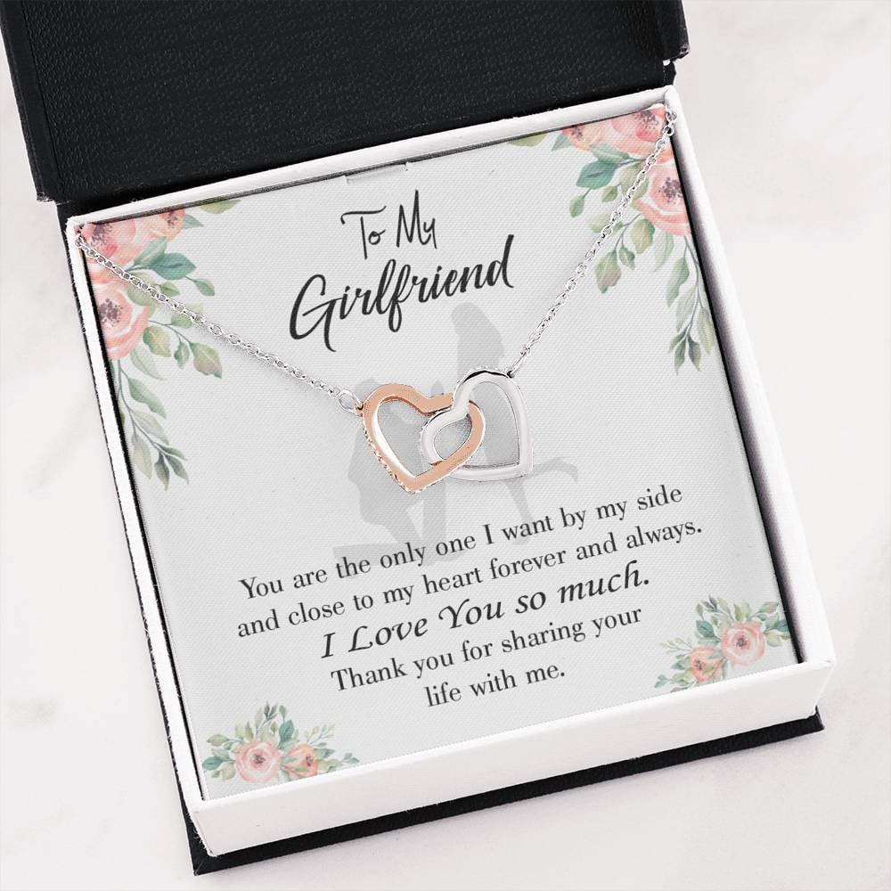 Girlfriend Necklace Message Card By My Side Inseparable Love Pendant Surgical Steel Girlfriend Birthday Card Romantic - Interlocking Hearts Necklace