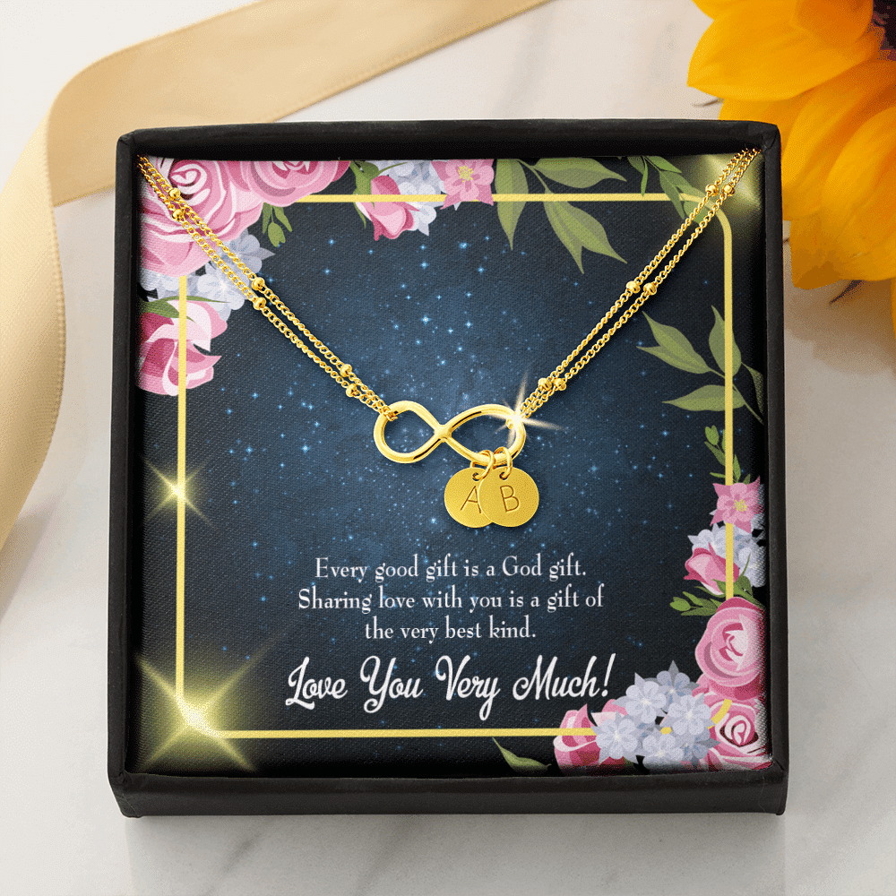 To My Wife Every Good Gift Infinity Bracelet With Initial Charms - Infinity Bracelet