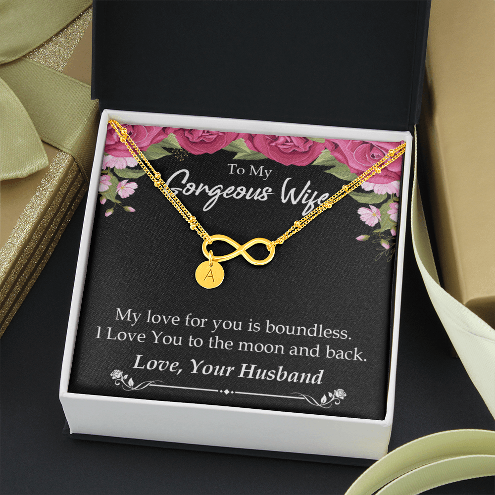 To My Wife My Love For You Is Boundless Infinity Bracelet With Initial Charms - Infinity Bracelet