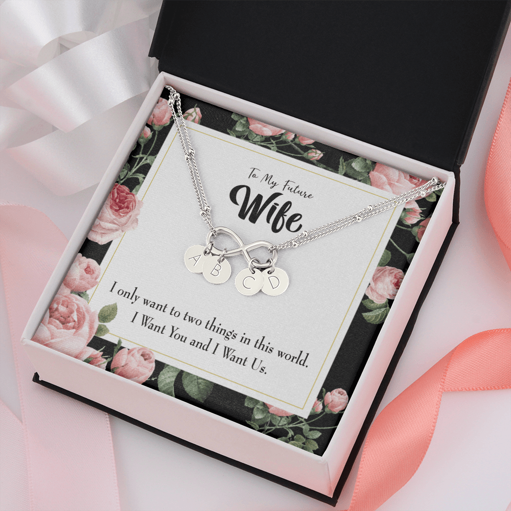 To My Wife I Want Us Infinity Bracelet With Initial Charms - Infinity Bracelet