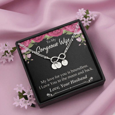 To My Wife My Love For You Is Boundless Infinity Bracelet With Initial Charms - Infinity Bracelet