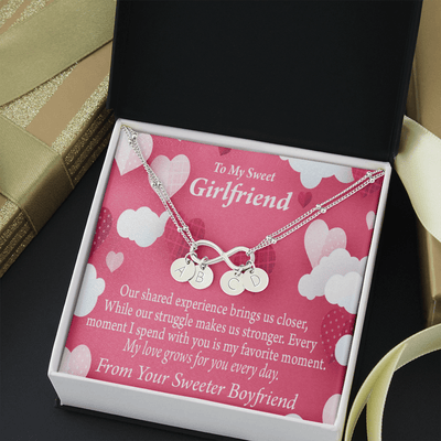 Every Moment Spent With You Girlfriend Card Infinity Bracelet With Initial Charms - Infinity Bracelet