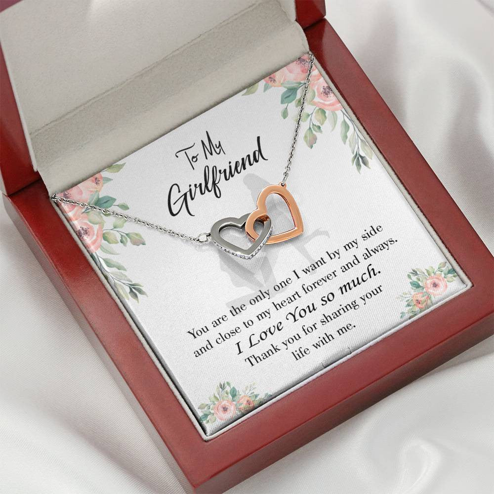 Girlfriend Necklace Message Card By My Side Inseparable Love Pendant Surgical Steel Girlfriend Birthday Card Romantic - Interlocking Hearts Necklace