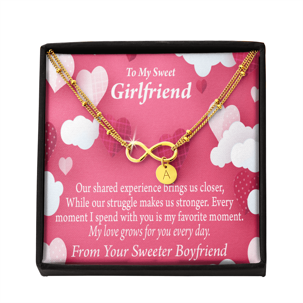 Every Moment Spent With You Girlfriend Card Infinity Bracelet With Initial Charms - Infinity Bracelet