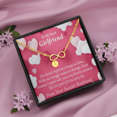 Every Moment Spent With You Girlfriend Card Infinity Bracelet With Initial Charms - Infinity Bracelet