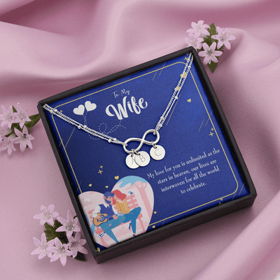 To My Wife Unlimited Love Infinity Bracelet With Initial Charms - Infinity Bracelet