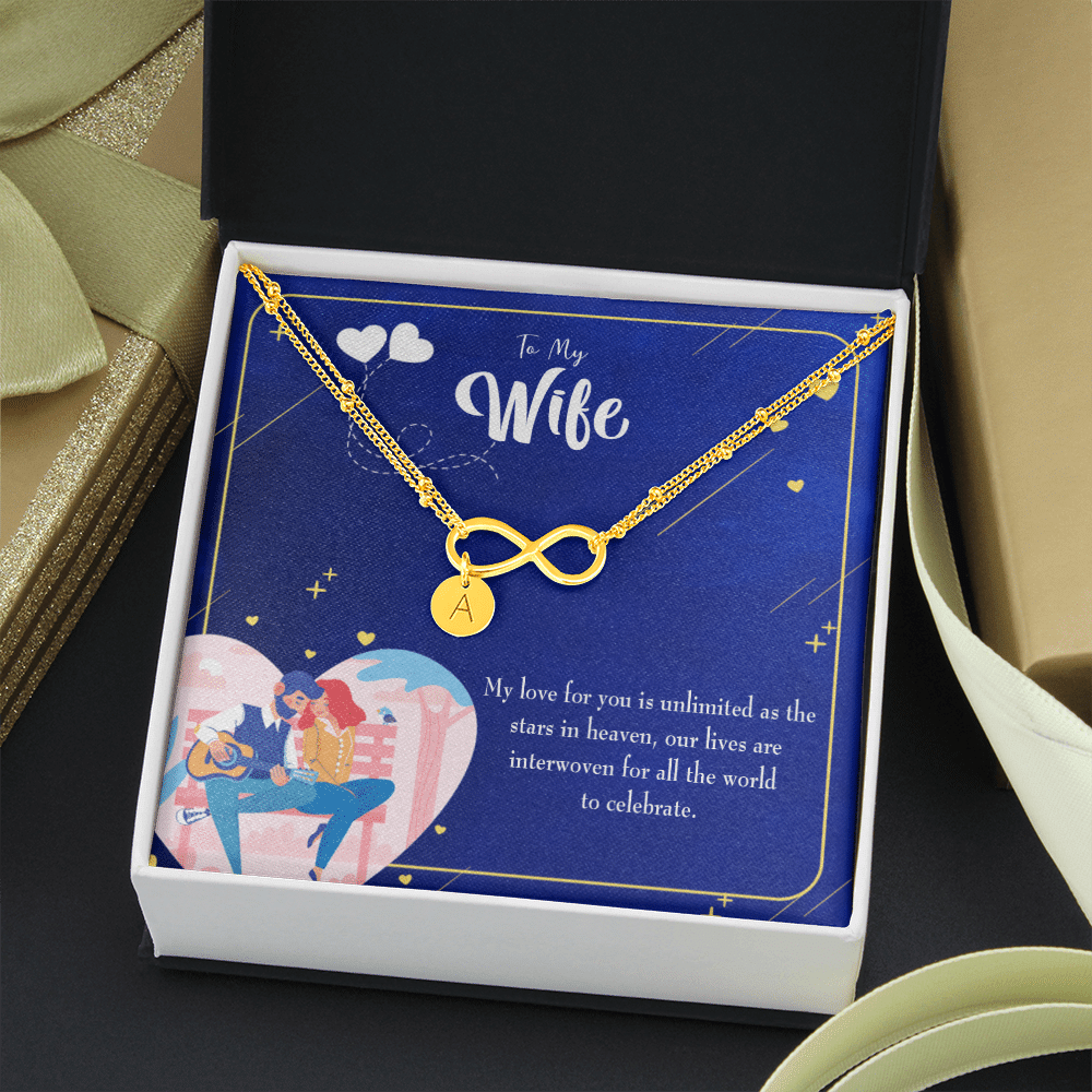 To My Wife Unlimited Love Infinity Bracelet With Initial Charms - Infinity Bracelet