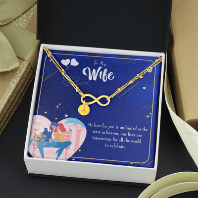 To My Wife Unlimited Love Infinity Bracelet With Initial Charms - Infinity Bracelet
