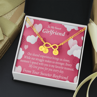 Every Moment Spent With You Girlfriend Card Infinity Bracelet With Initial Charms - Infinity Bracelet