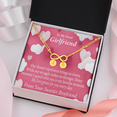 Every Moment Spent With You Girlfriend Card Infinity Bracelet With Initial Charms - Infinity Bracelet