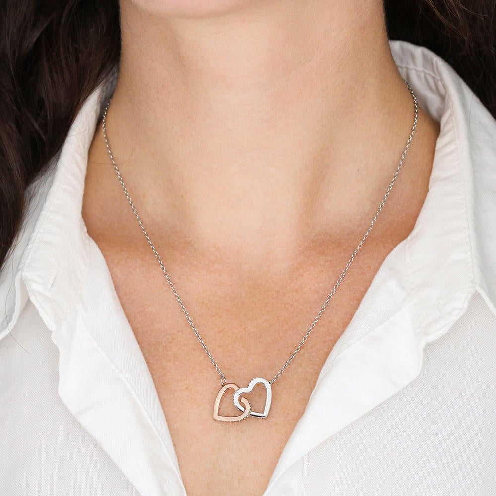 Girlfriend Necklace Message Card By My Side Inseparable Love Pendant Surgical Steel Girlfriend Birthday Card Romantic - Interlocking Hearts Necklace