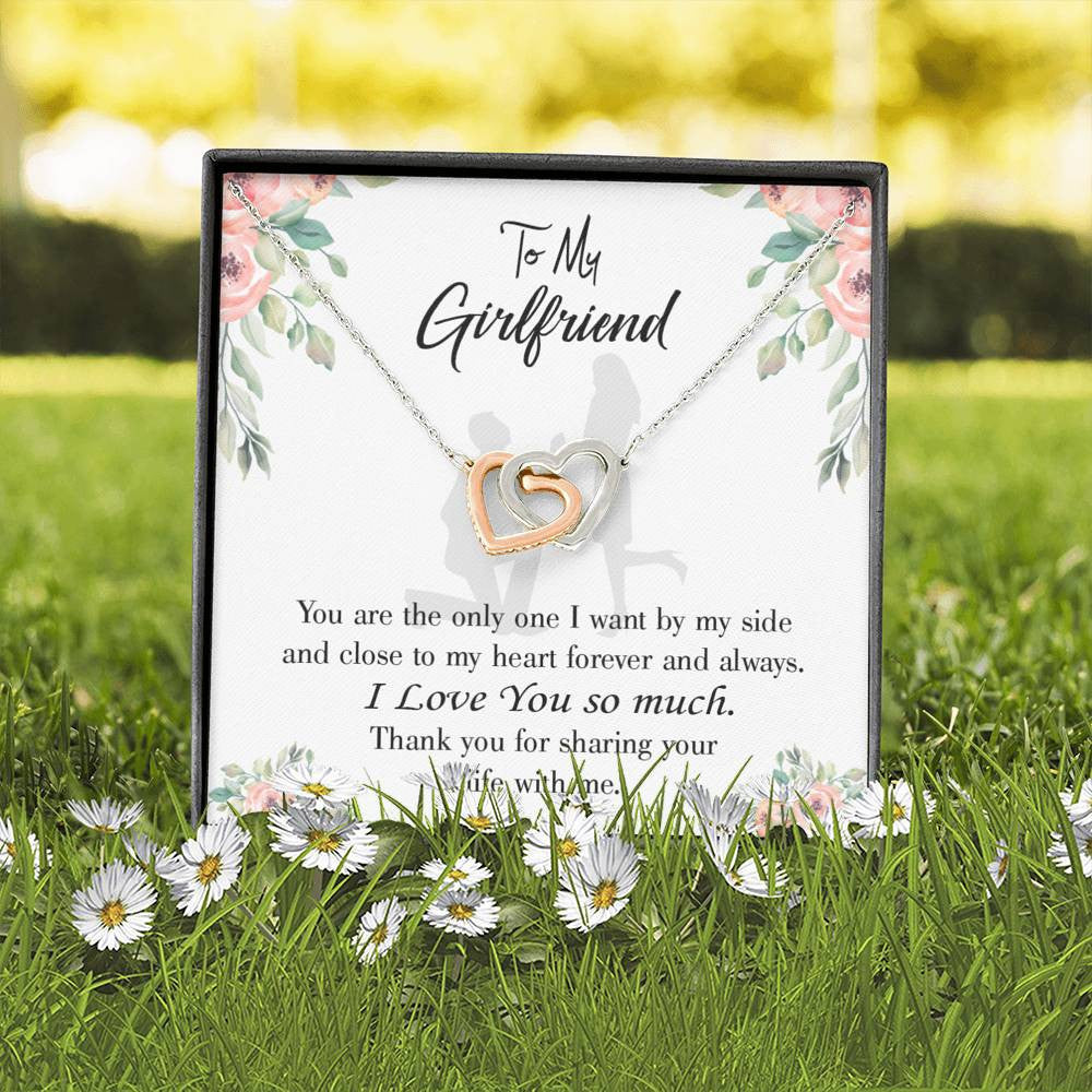 Girlfriend Necklace Message Card By My Side Inseparable Love Pendant Surgical Steel Girlfriend Birthday Card Romantic - Interlocking Hearts Necklace
