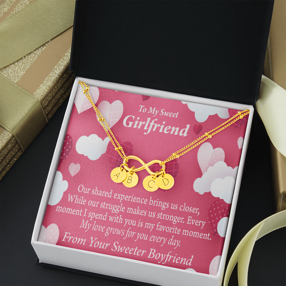 Every Moment Spent With You Girlfriend Card Infinity Bracelet With Initial Charms - Infinity Bracelet