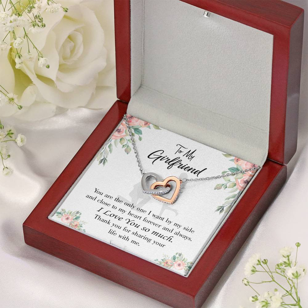 Girlfriend Necklace Message Card By My Side Inseparable Love Pendant Surgical Steel Girlfriend Birthday Card Romantic - Interlocking Hearts Necklace