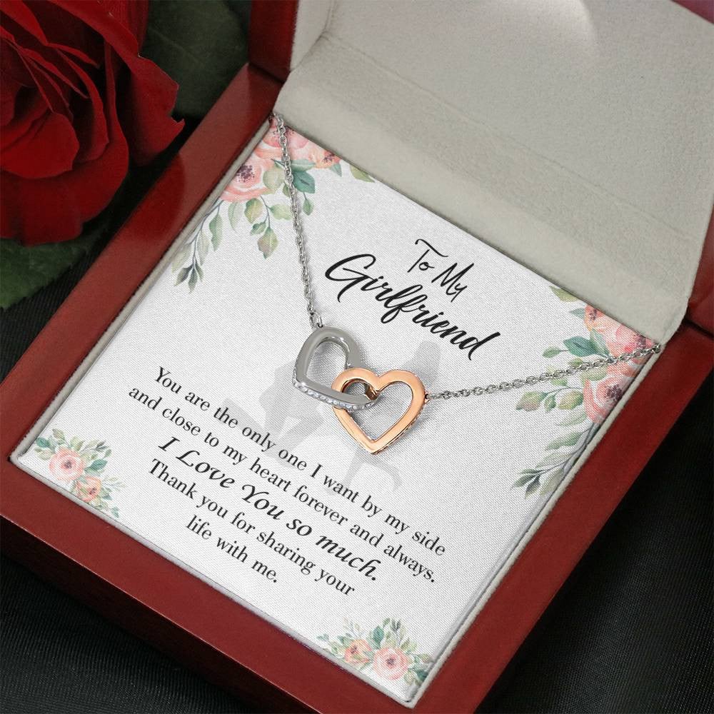 Girlfriend Necklace Message Card By My Side Inseparable Love Pendant Surgical Steel Girlfriend Birthday Card Romantic - Interlocking Hearts Necklace