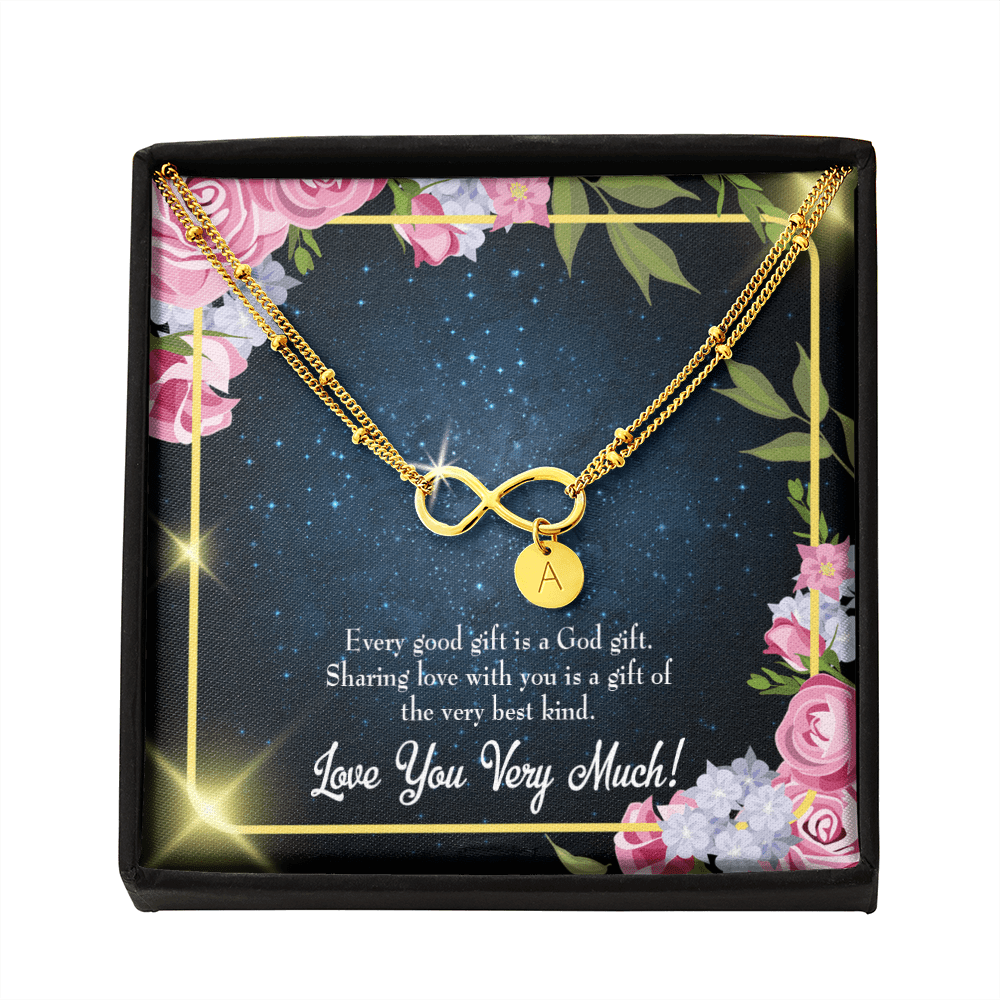 To My Wife Every Good Gift Infinity Bracelet With Initial Charms - Infinity Bracelet