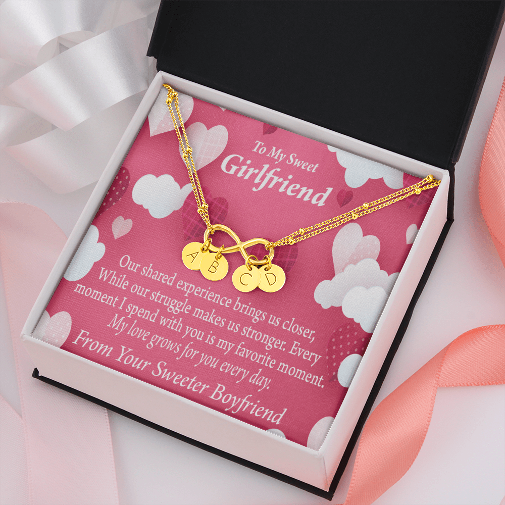 Every Moment Spent With You Girlfriend Card Infinity Bracelet With Initial Charms - Infinity Bracelet