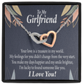 To My Girlfriend My Treasure Inseparable Necklace Pendant 18k Rose Gold Finish 16� - Interlocking Hearts Necklace