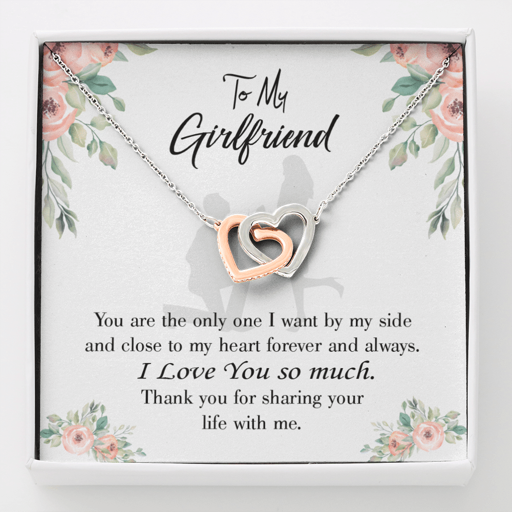 Girlfriend Necklace Message Card By My Side Inseparable Love Pendant Surgical Steel Girlfriend Birthday Card Romantic - Interlocking Hearts Necklace