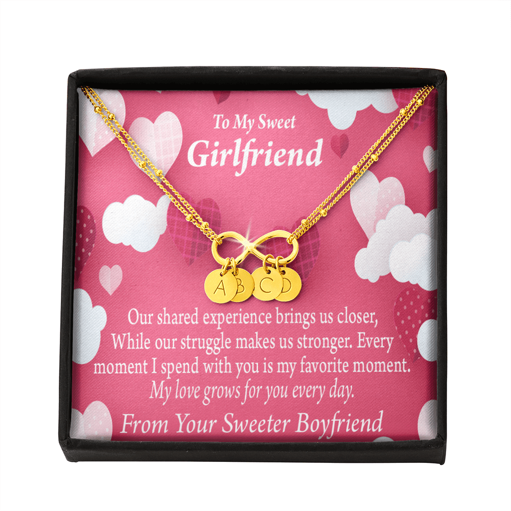 Every Moment Spent With You Girlfriend Card Infinity Bracelet With Initial Charms - Infinity Bracelet
