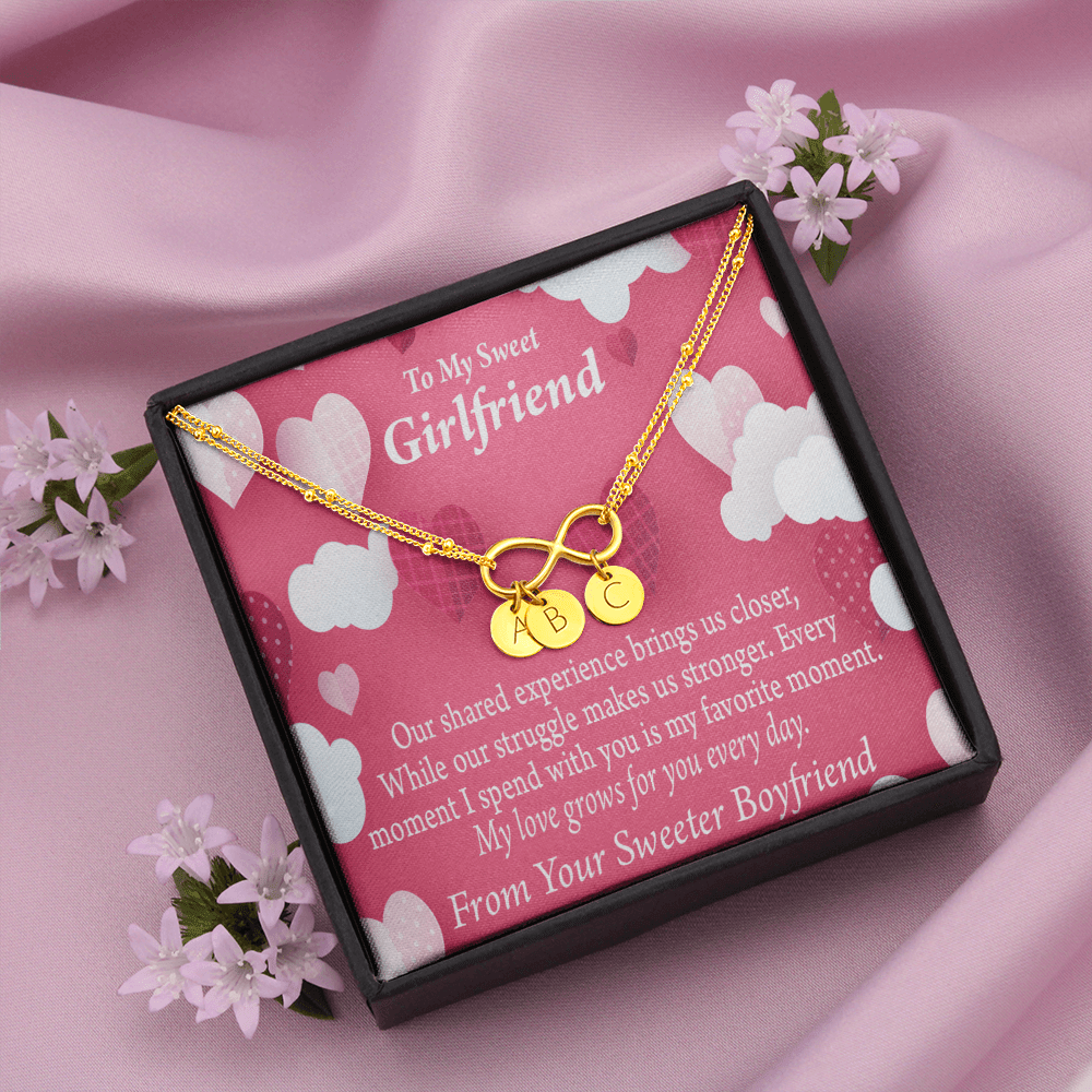 Every Moment Spent With You Girlfriend Card Infinity Bracelet With Initial Charms - Infinity Bracelet