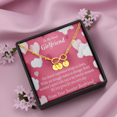 Every Moment Spent With You Girlfriend Card Infinity Bracelet With Initial Charms - Infinity Bracelet