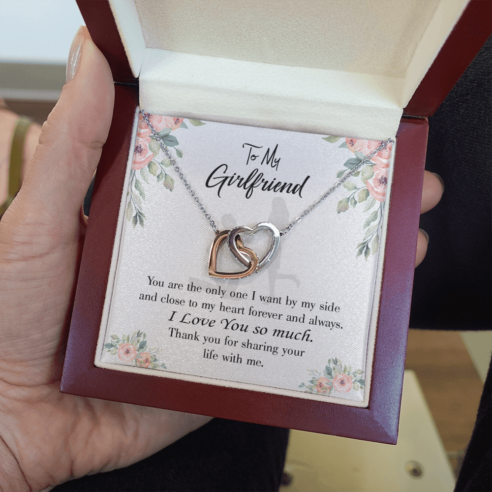 Girlfriend Necklace Message Card By My Side Inseparable Love Pendant Surgical Steel Girlfriend Birthday Card Romantic - Interlocking Hearts Necklace