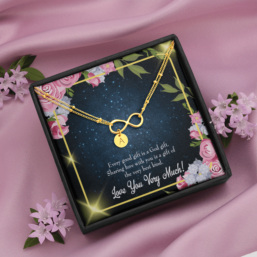 To My Wife Every Good Gift Infinity Bracelet With Initial Charms - Infinity Bracelet