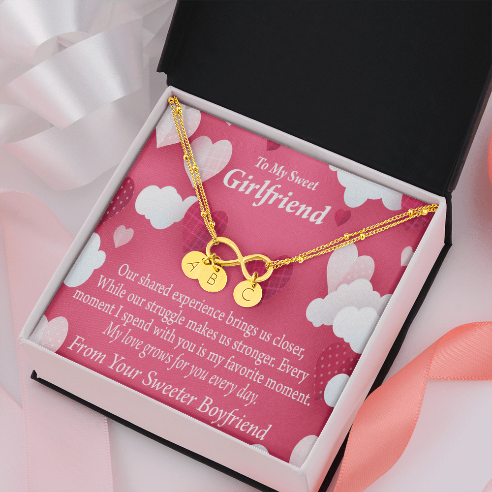 Every Moment Spent With You Girlfriend Card Infinity Bracelet With Initial Charms - Infinity Bracelet