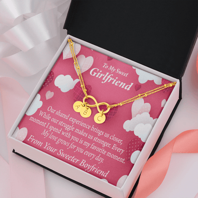 Every Moment Spent With You Girlfriend Card Infinity Bracelet With Initial Charms - Infinity Bracelet