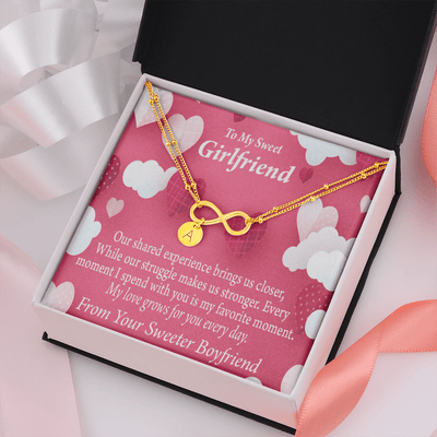 Every Moment Spent With You Girlfriend Card Infinity Bracelet With Initial Charms - Infinity Bracelet
