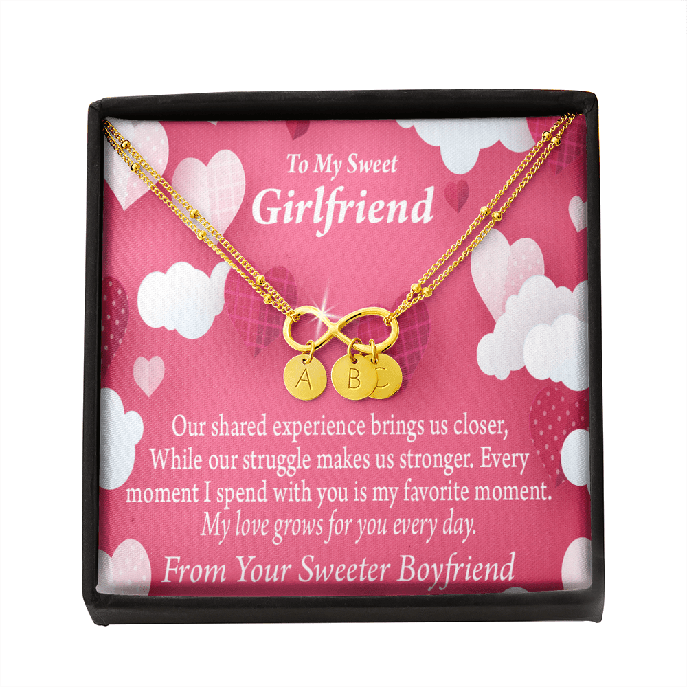 Every Moment Spent With You Girlfriend Card Infinity Bracelet With Initial Charms - Infinity Bracelet
