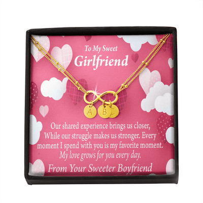 Every Moment Spent With You Girlfriend Card Infinity Bracelet With Initial Charms - Infinity Bracelet