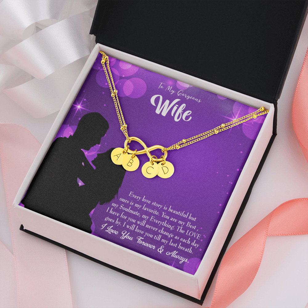 To My Wife Favorite Story Infinity Bracelet With Initial Charms - Infinity Bracelet