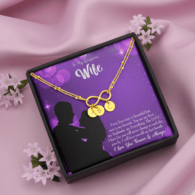 To My Wife Favorite Story Infinity Bracelet With Initial Charms - Infinity Bracelet